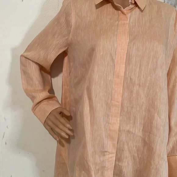Lafayette 148 New York Peach Button-Up Blouse - Picture 3 of 16